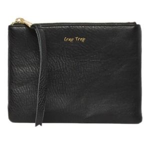 Leather Phrase Zip Pouch Aimee Kestenberg Black